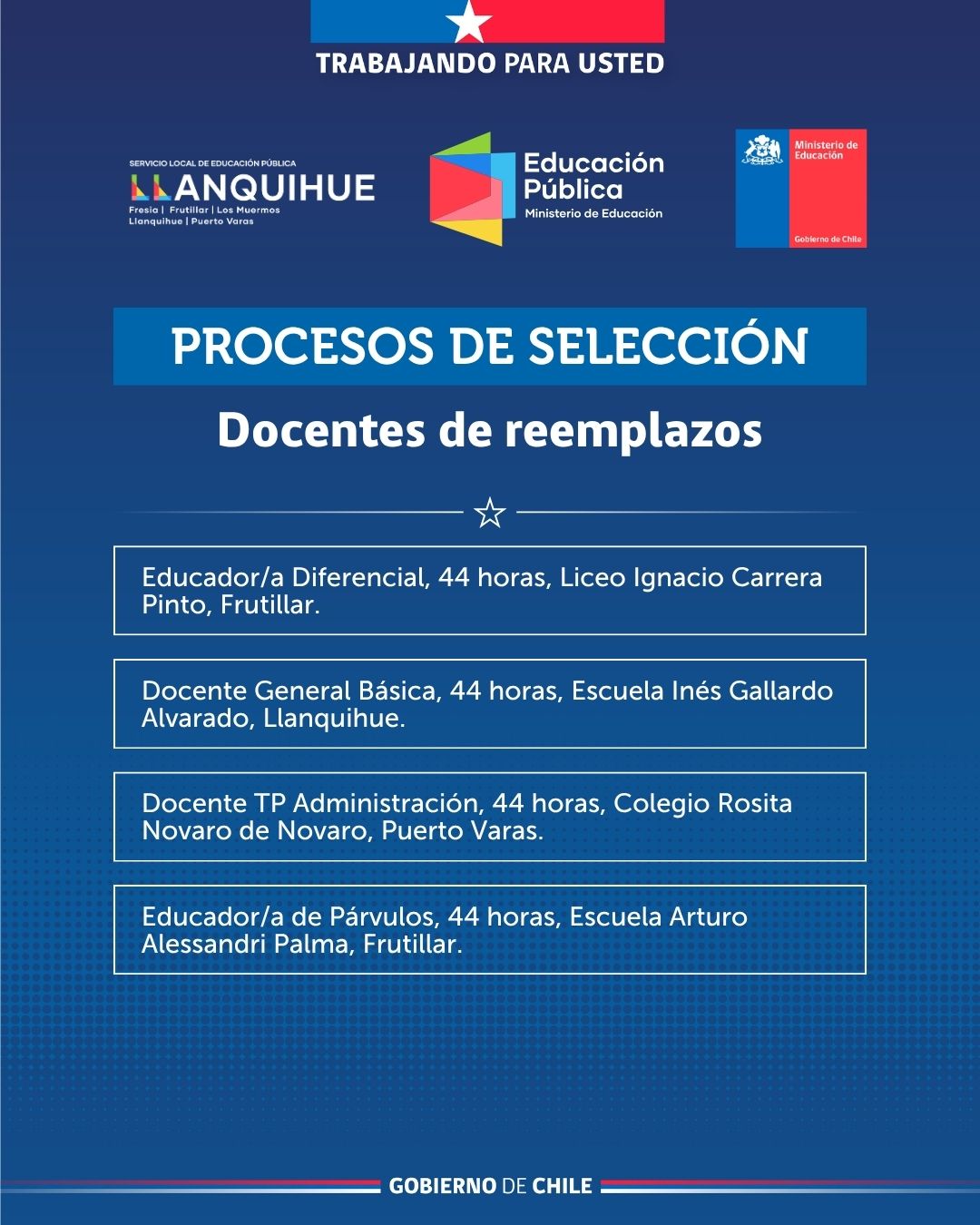 ¡Postula para cubrir reemplazos docentes!