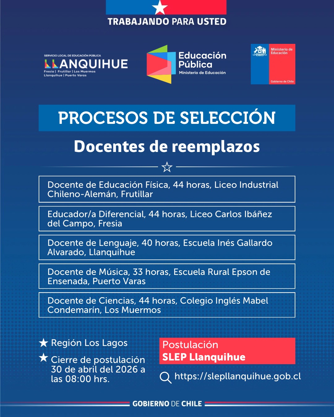 ¡Postula para cubrir reemplazos docentes!