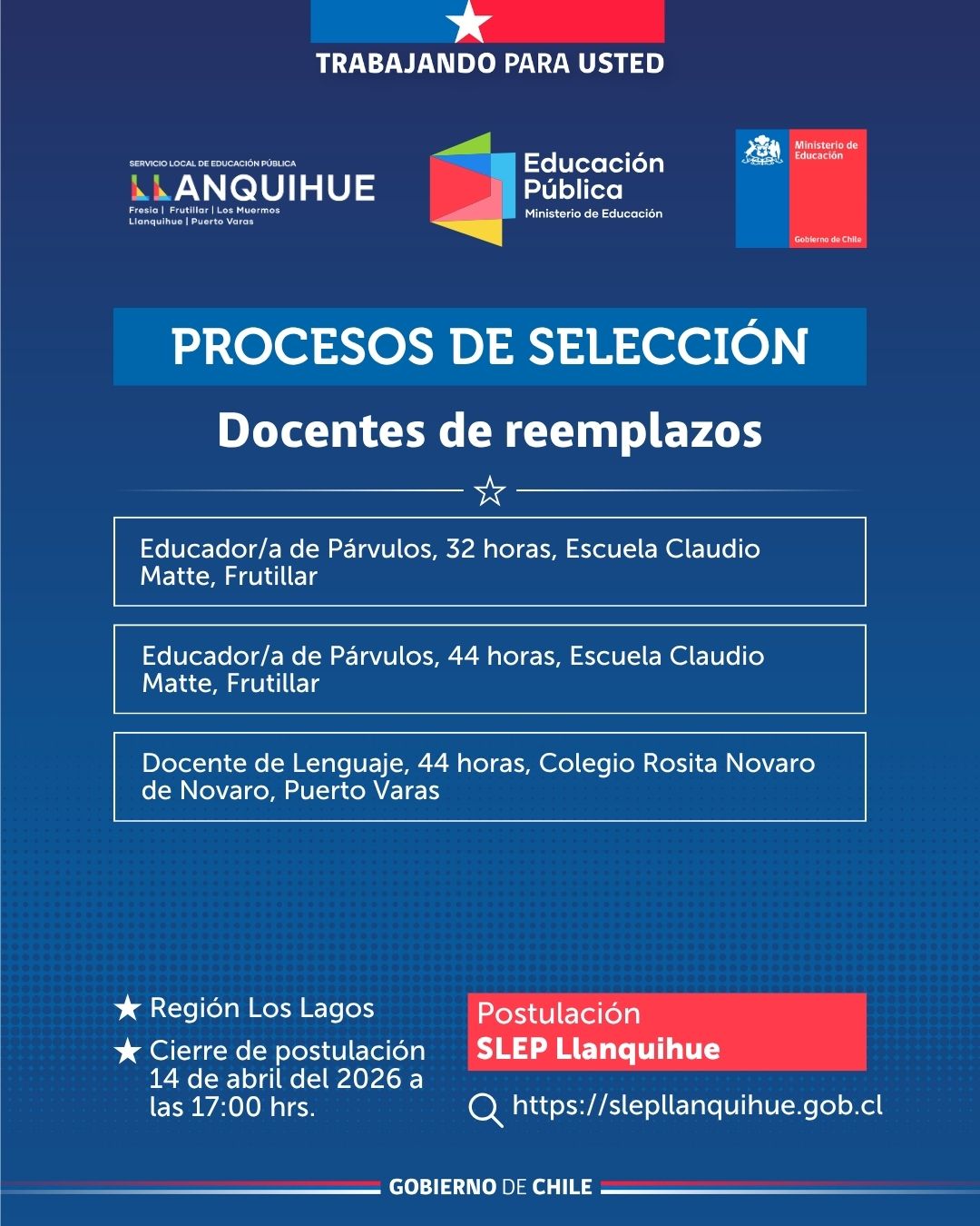 ¡Postula para cubrir reemplazos docentes!