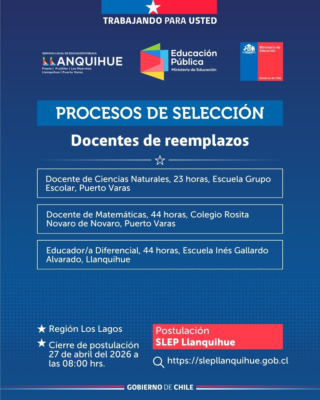 ¡Postula para cubrir reemplazos docentes!