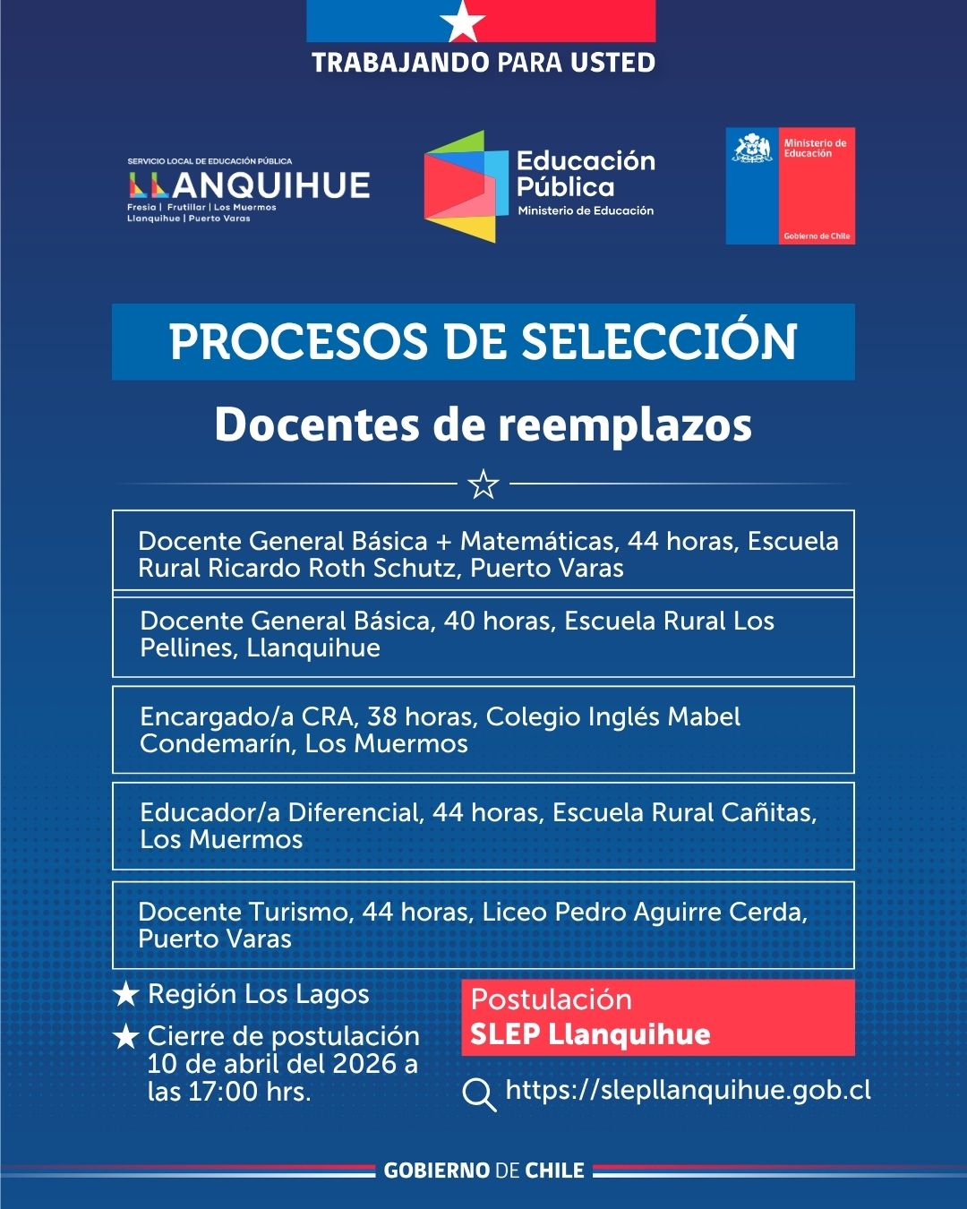 ¡Postula para cubrir reemplazos docentes!