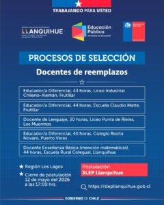 ¡Postula para cubrir reemplazos docentes!