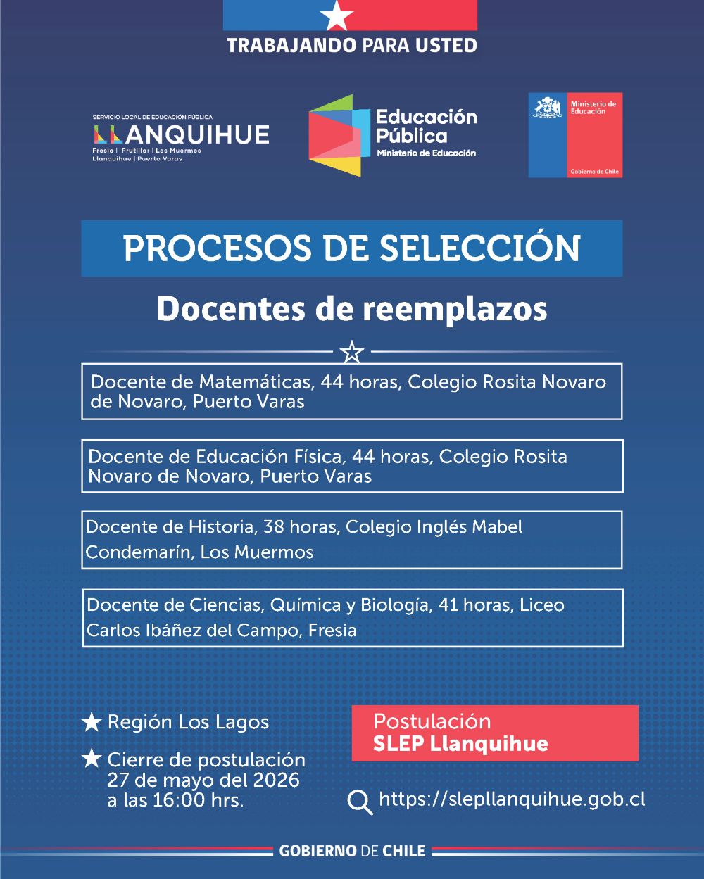 ¡Postula para cubrir reemplazos docentes! 