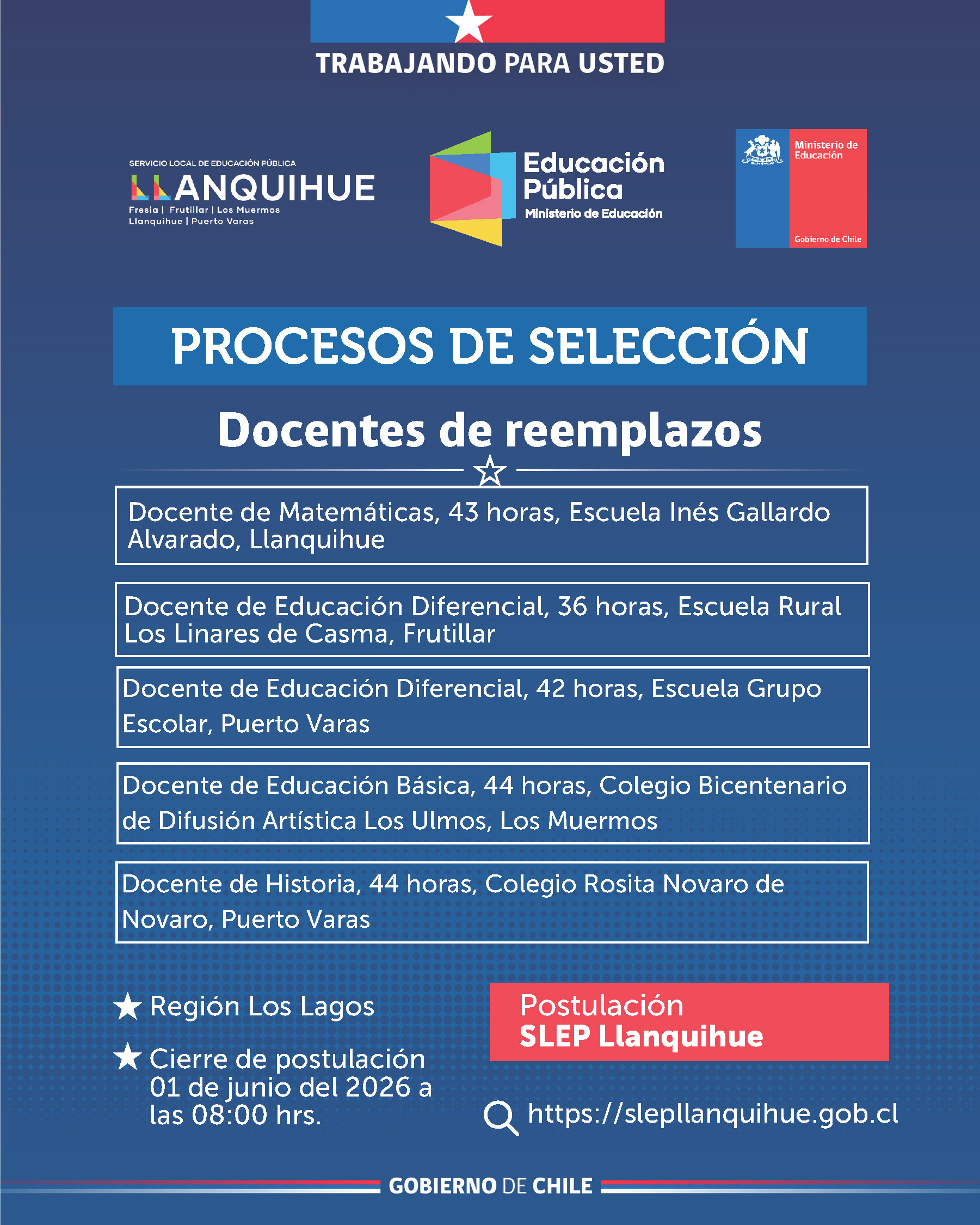 ¡Postula para cubrir reemplazos docentes!