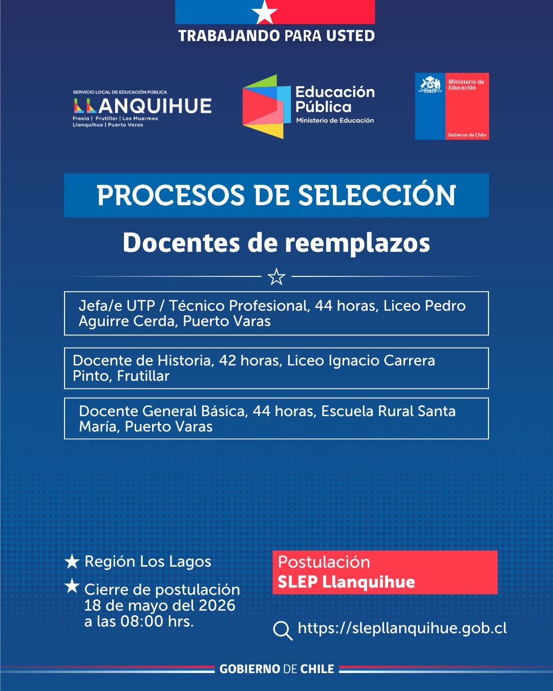 ¡Postula para cubrir reemplazos docentes!