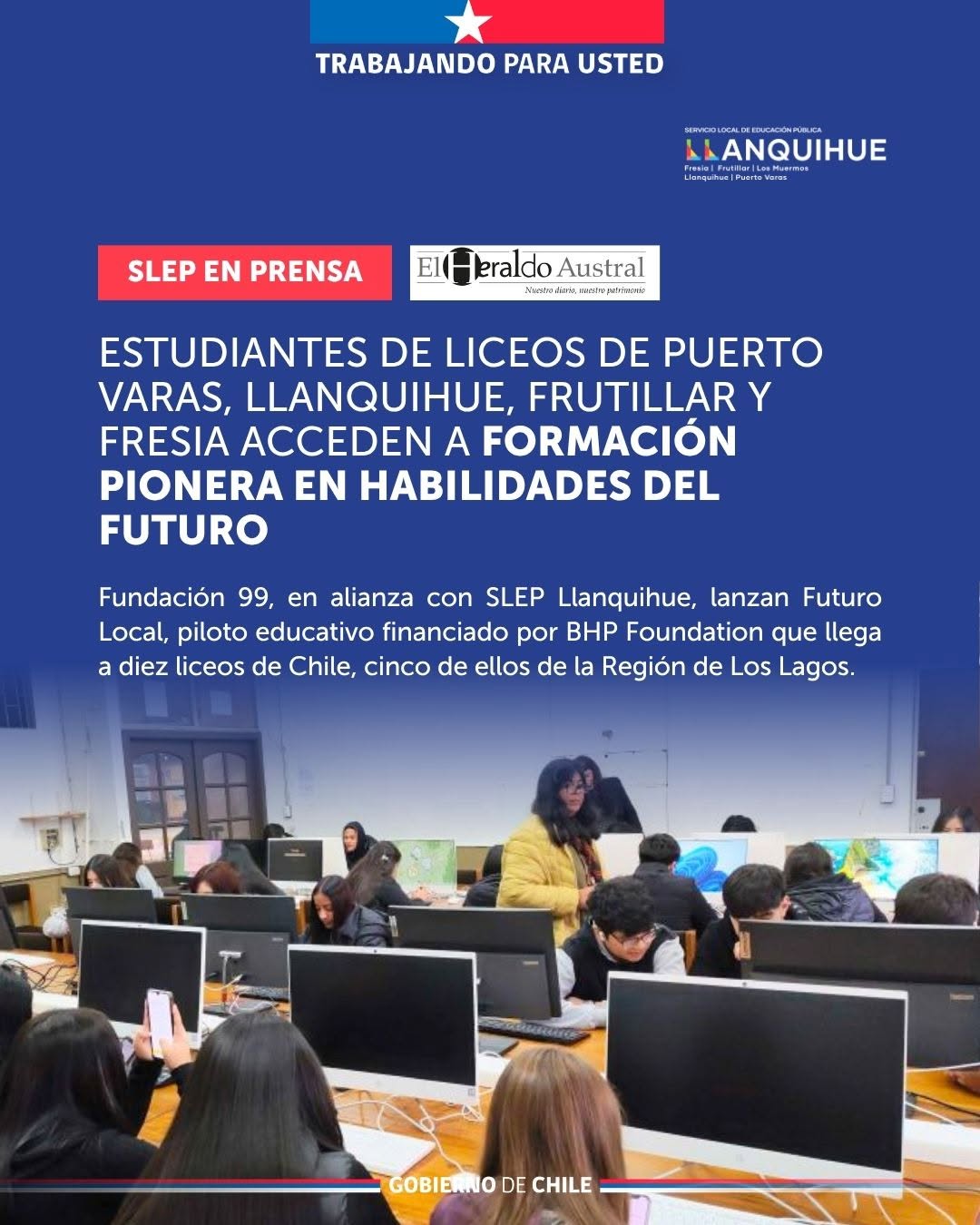 Fundación 99 y SLEP Llanquihue impulsan innovador programa para estudiantes de educación técnico-profesional