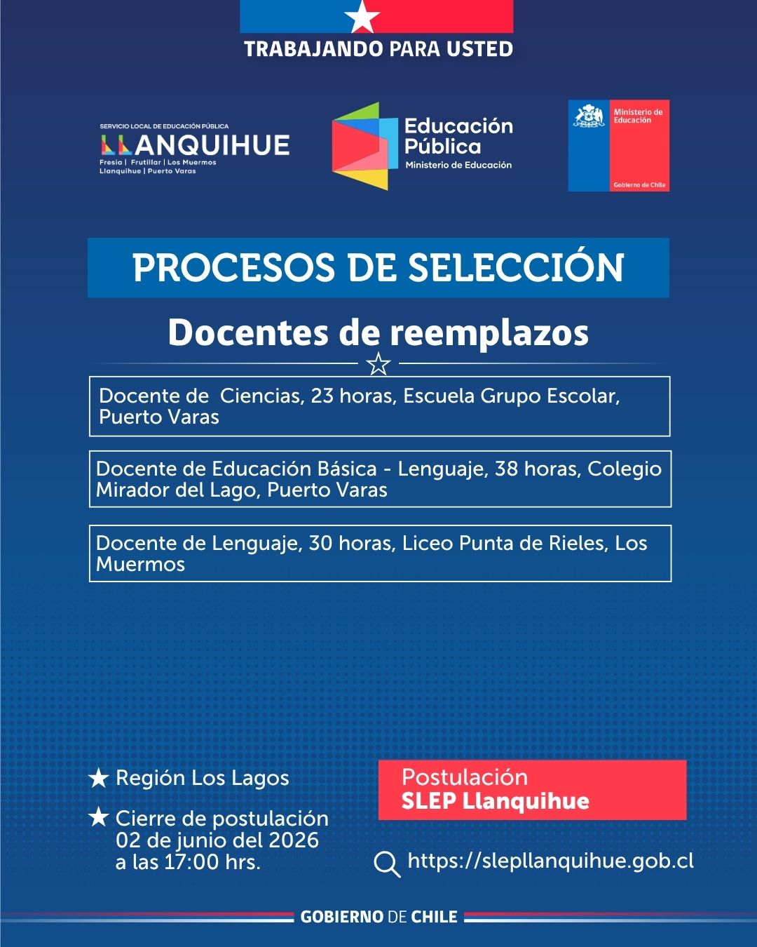 ¡Postula para cubrir reemplazos docentes!