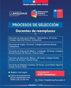¡Postula para cubrir reemplazos docentes!