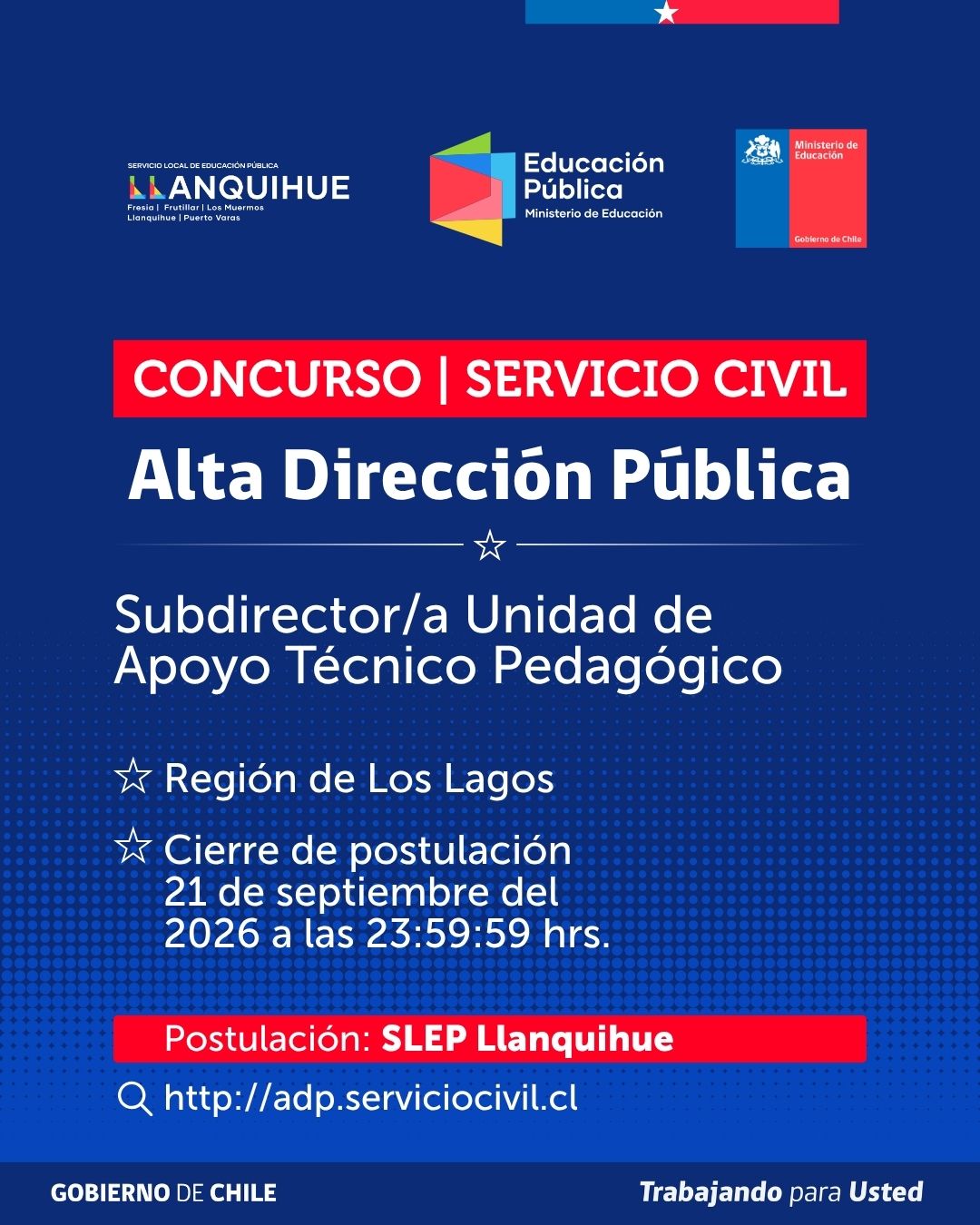 📢 Concurso Alta Dirección Pública | SLEP Llanquihue